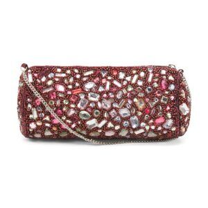 MADE IN INDIA Allover Multi Stone Barrel Bag